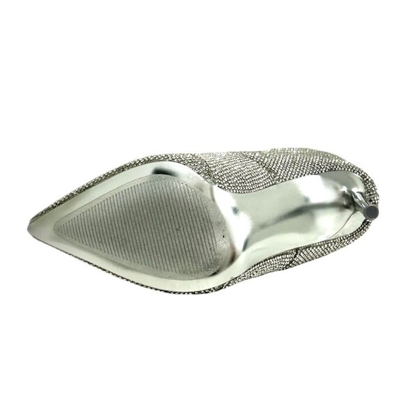 STEVE MADDEN CLOAK Women's Stiletto Heel Ankle Boots Dress Booties Silver - Picture 7 of 8